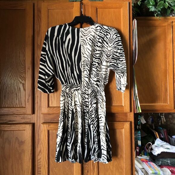NWOT NOCTURNE V-Neck Zebra Print Varyant Mini Dress Size 36 - Picture 12 of 16